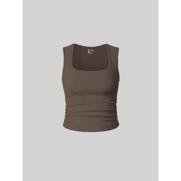 Women Ribbed Tank Top Summer Casual Vest - TeaLeaf / S