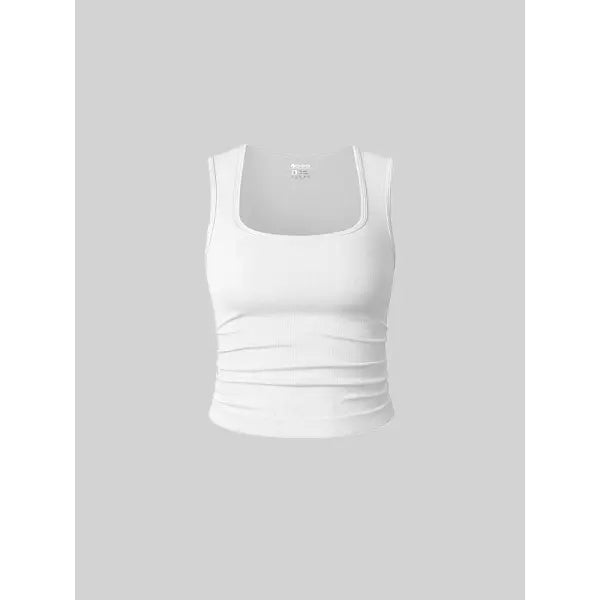 Women Ribbed Tank Top Summer Casual Vest - White / S