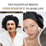 Women Satin Bonnet Hair Bonnet for Sleeping Hair Care Silk Bonnets Solid Wide-brimmed Sleeping Hat with Elastic Soft