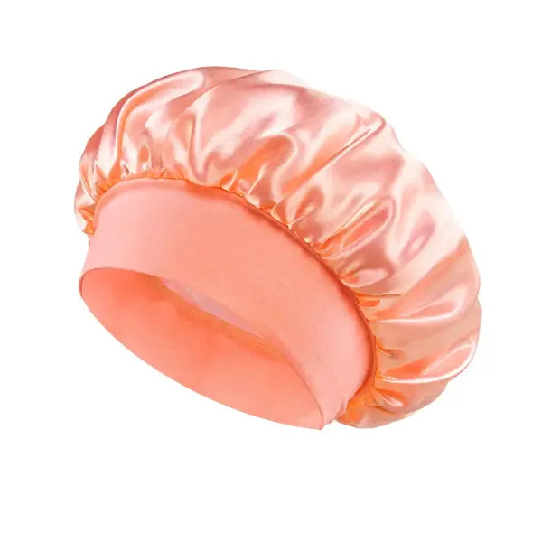 Women Satin Bonnet Hair Bonnet for Sleeping Hair Care Silk Bonnets Solid Wide-brimmed Sleeping Hat with Elastic Soft