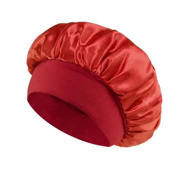 Women Satin Bonnet Hair Bonnet for Sleeping Hair Care Silk Bonnets Solid Wide-brimmed Sleeping Hat with Elastic Soft