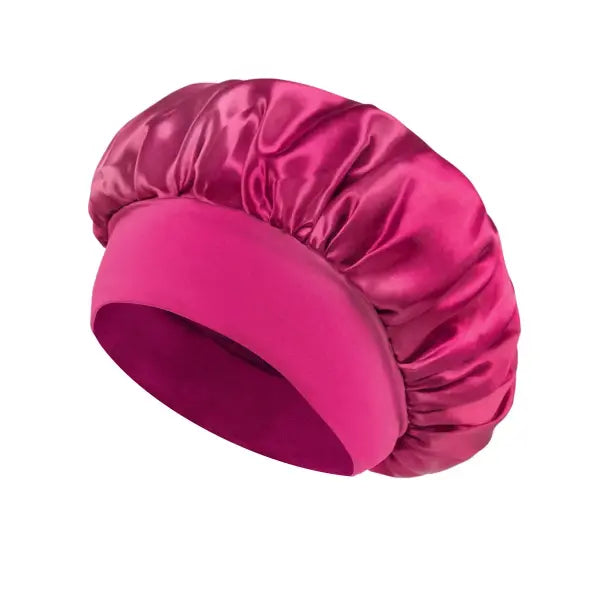 Women Satin Bonnet Hair Bonnet for Sleeping Hair Care Silk Bonnets Solid Wide-brimmed Sleeping Hat with Elastic Soft