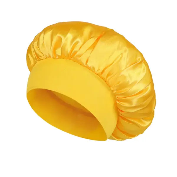 Women Satin Bonnet Hair Bonnet for Sleeping Hair Care Silk Bonnets Solid Wide-brimmed Sleeping Hat with Elastic Soft
