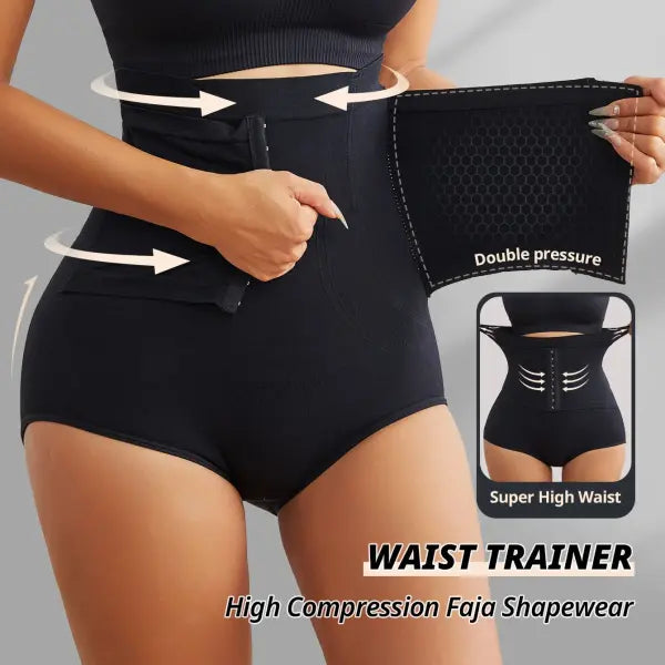 Flarixa Women Firm Tummy Control Waist Cincher Panty Briefs - black / M