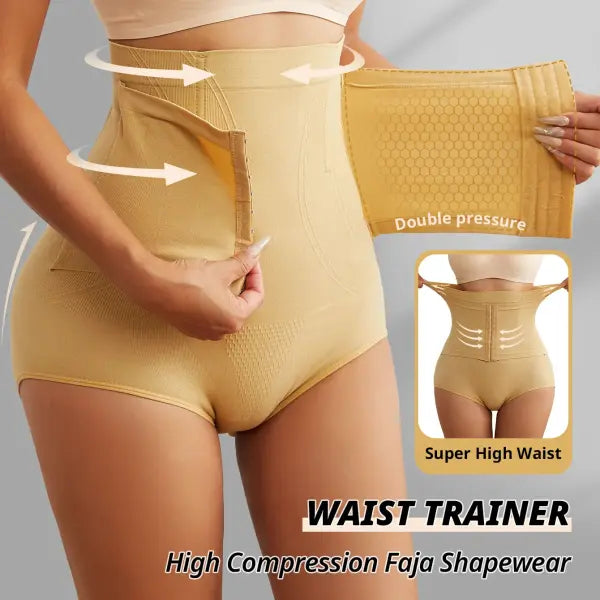 Flarixa Women Firm Tummy Control Waist Cincher Panty Briefs - Beige / L