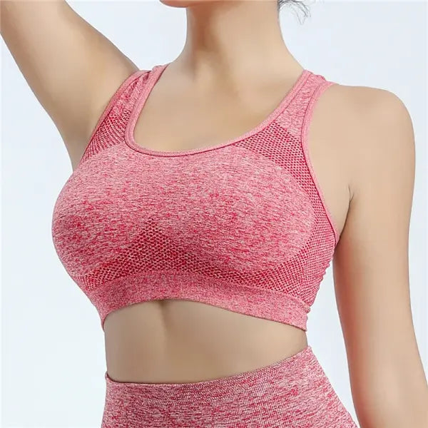 Women Sports Bra Top Push Up Fitness Yoga Bra Underwear Sport Tops For Women Breathable Running Vest Gym Wear - Red