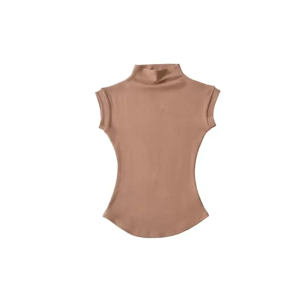 Women’s Sexy Sleeveless Turtleneck Top - Slim Fit Summer Pullover & Casual Streetwear Basic