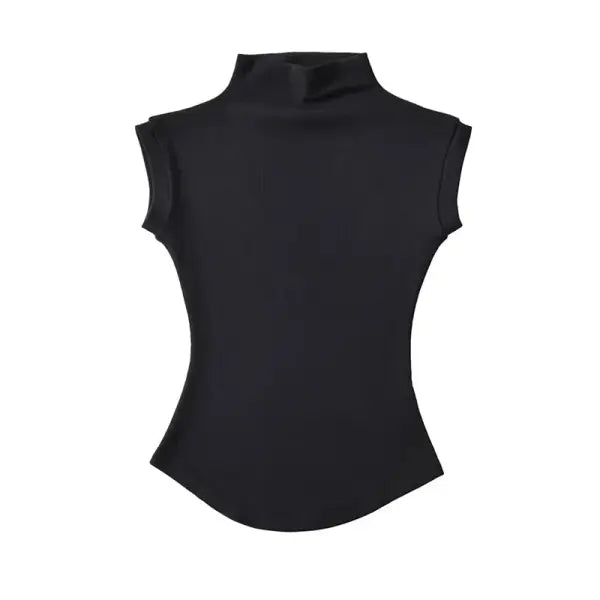 Women’s Sexy Sleeveless Turtleneck Top - Slim Fit Summer Pullover & Casual Streetwear Basic - black / L