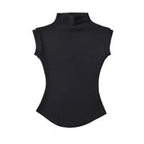Women Summer Sexy Turtleneck Sleeveless T-Shirts Tops Solid Slim Fit Pullovers Causal Tees Shirts Female Streetwear