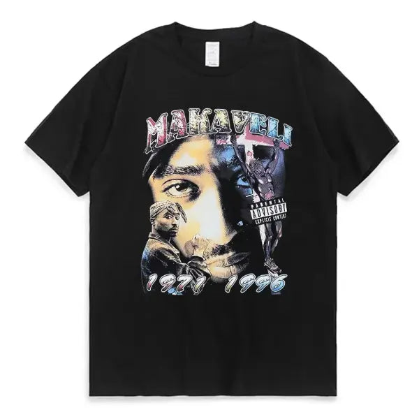 Women T-shirt Rapper Tupac Tops Hip Hop Streetwear Graphic T Shirts Oversized Short Sleeves Tee Men T Shirt