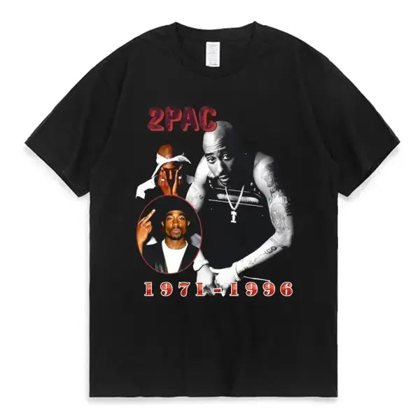 Women T-shirt Rapper Tupac Tops Hip Hop Streetwear Graphic T Shirts Oversized Short Sleeves Tee Men T Shirt