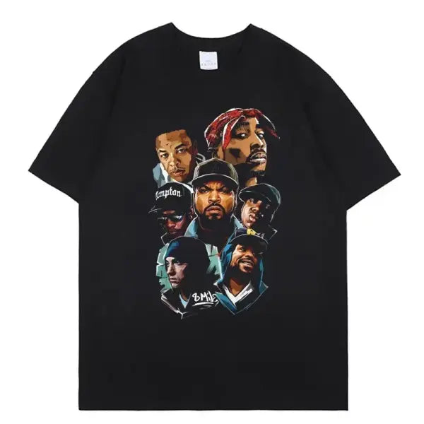 Women T-shirt Rapper Tupac Tops Hip Hop Streetwear Graphic T Shirts Oversized Short Sleeves Tee Men T Shirt