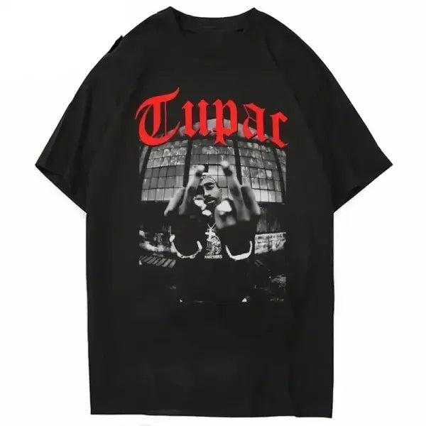 Women T-shirt Rapper Tupac Tops Hip Hop Streetwear Graphic T Shirts Oversized Short Sleeves Tee Men T Shirt