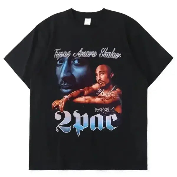 Women T-shirt Rapper Tupac Tops Hip Hop Streetwear Graphic T Shirts Oversized Short Sleeves Tee Men T Shirt