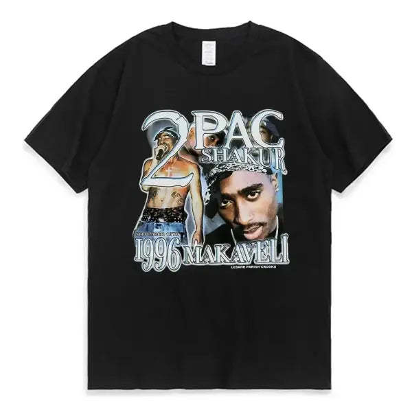 Women T-shirt Rapper Tupac Tops Hip Hop Streetwear Graphic T Shirts Oversized Short Sleeves Tee Men T Shirt