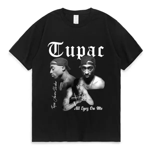 Women T-shirt Rapper Tupac Tops Hip Hop Streetwear Graphic T Shirts Oversized Short Sleeves Tee Men T Shirt