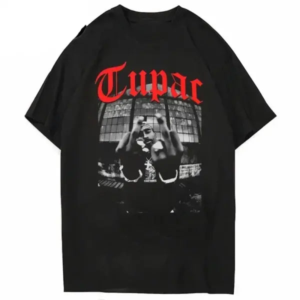 Women T-shirt Rapper Tupac Tops Hip Hop Streetwear Graphic T Shirts Oversized Short Sleeves Tee Men T Shirt