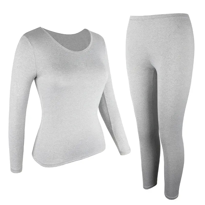 Women Thermal Underwear Set Fleece Lined Keep Warm - GRAY / S / China Mainland