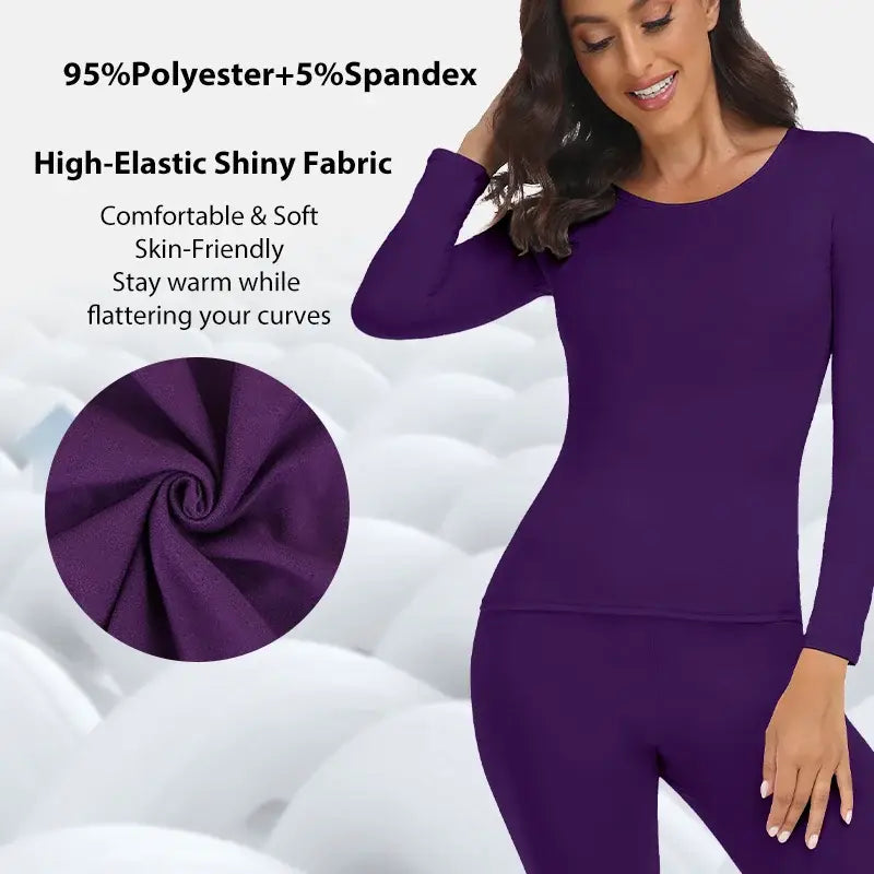 Women Thermal Underwear Set Fleece Lined Keep Warm
