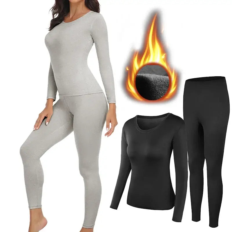 Women Thermal Underwear Set Fleece Lined Keep Warm