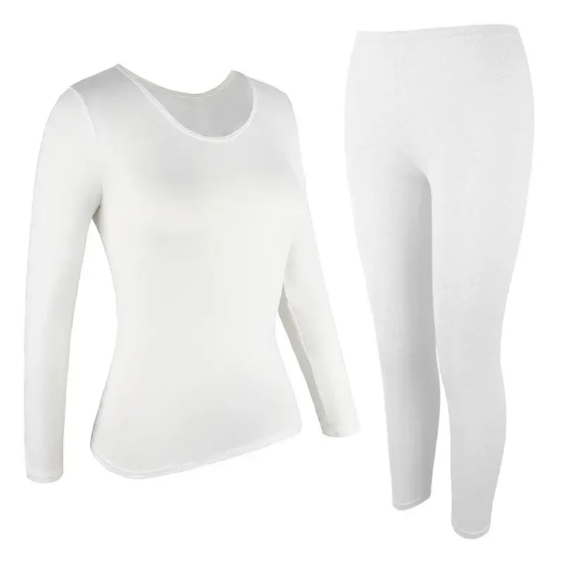 Women Thermal Underwear Set Fleece Lined Keep Warm - WHITE / S / China Mainland