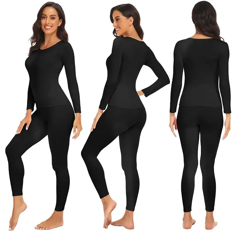 Women Thermal Underwear Set Fleece Lined Keep Warm