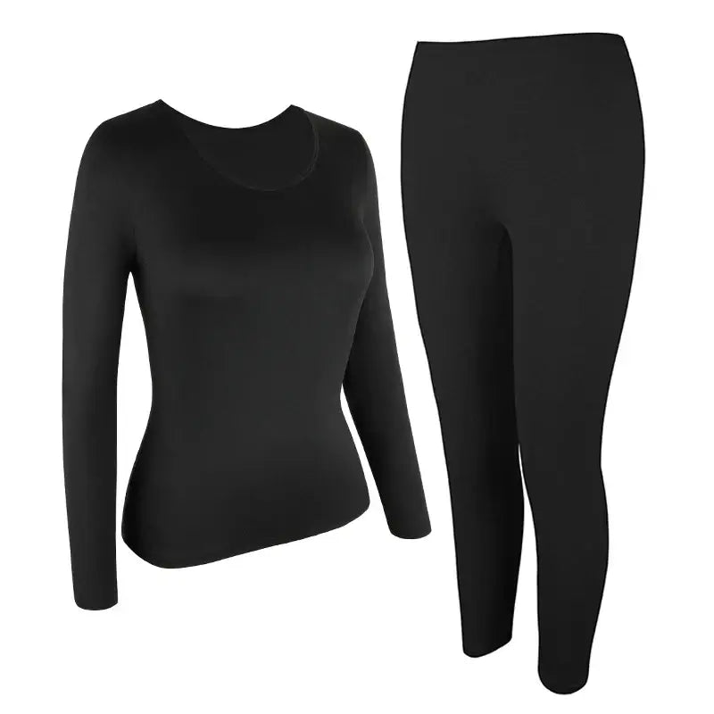 Women Thermal Underwear Set Fleece Lined Keep Warm - black / S / China Mainland