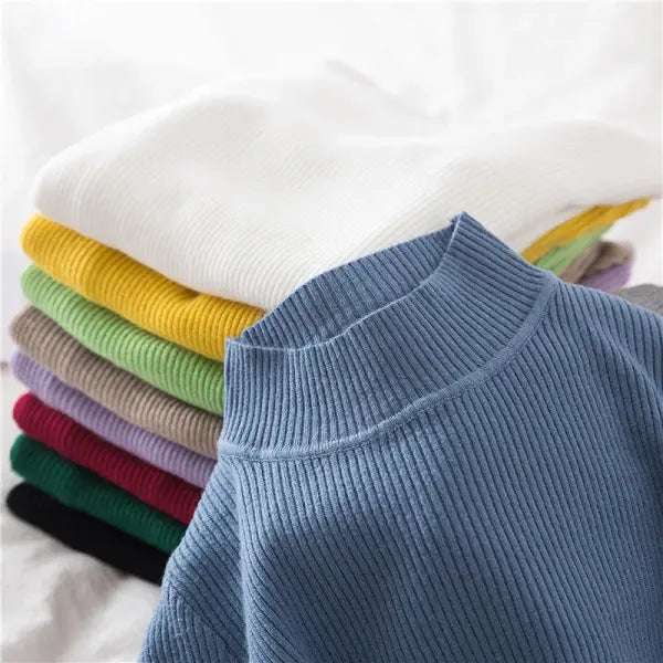 Women’s Turtleneck Knit Sweater – Soft Cashmere Feel Basic Pullover for Autumn & Winter