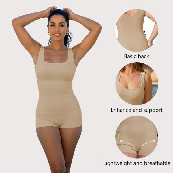 Women Waist Trainer Bodysuit Black – Tummy Control Slimming Shapewear - None