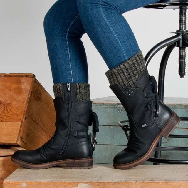 Women Winter Boots Mid-Calf Snow Boots - Black / 35