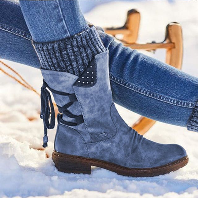 Women Winter Boots Mid-Calf Snow Boots - Blue / 35