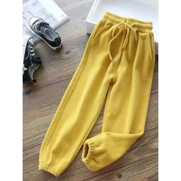 Women’s Winter Fleece Leggings – Thick Warm Plus Size Long Pants Casual Solid Color Trousers - LightYellow / L