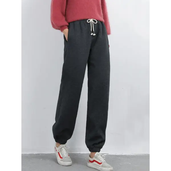 Women’s Winter Fleece Leggings – Thick Warm Plus Size Long Pants Casual Solid Color Trousers - Black / S