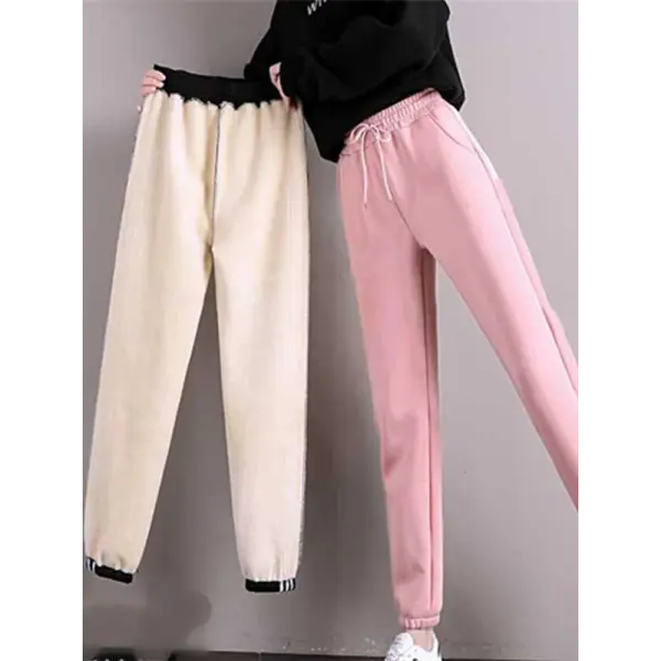 Women’s Winter Fleece Leggings – Thick Warm Plus Size Long Pants Casual Solid Color Trousers - Pink / S