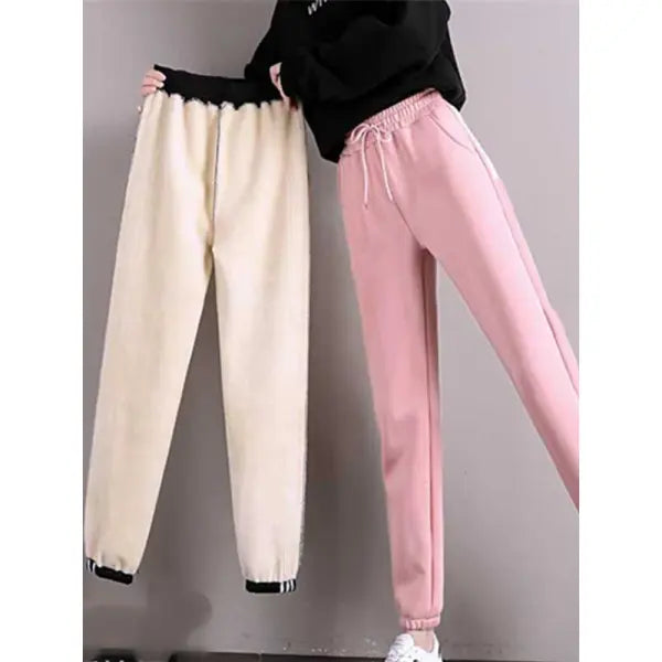 Women’s Winter Fleece Leggings – Thick Warm Plus Size Long Pants Casual Solid Color Trousers - Pink / S