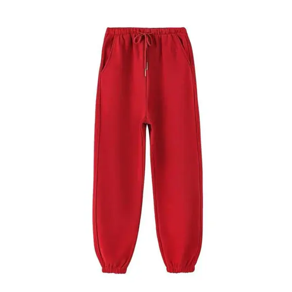 Women’s Winter Fleece Leggings – Thick Warm Plus Size Long Pants Casual Solid Color Trousers - Red / L