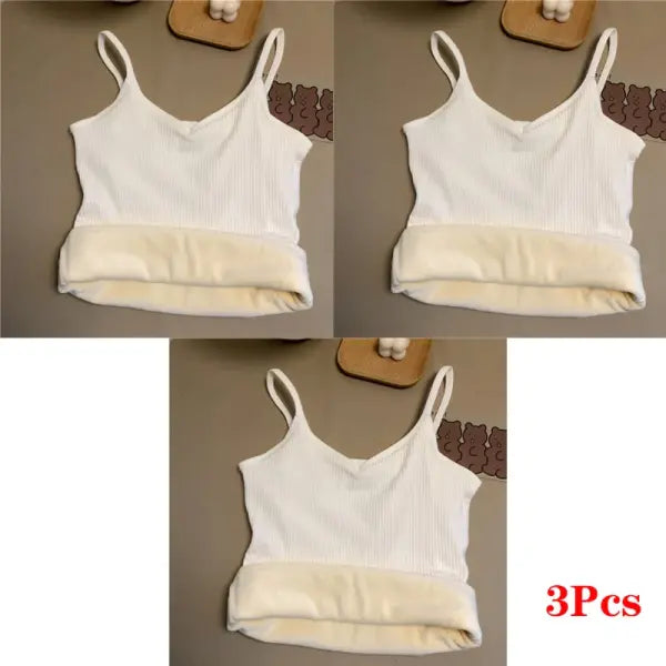 Women Winter Warm Underwear Solid Color Thermal Casual Nightwear Sexy Elasticity Female Thin Velvet T-shirt Sleeveless