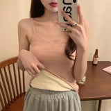 Women Winter Warm Underwear Solid Color Thermal Casual Nightwear Sexy Elasticity Female Thin Velvet T-shirt Sleeveless