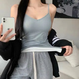 Women Winter Warm Underwear Solid Color Thermal Casual Nightwear Sexy Elasticity Female Thin Velvet T-shirt Sleeveless