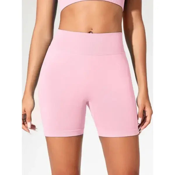 Women Yoga High Waisted 5 Inch Shorts Solid Color Elastic Fitness Tights