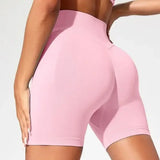 Women Yoga High Waisted 5 Inch Shorts Solid Color Elastic Fitness Tights