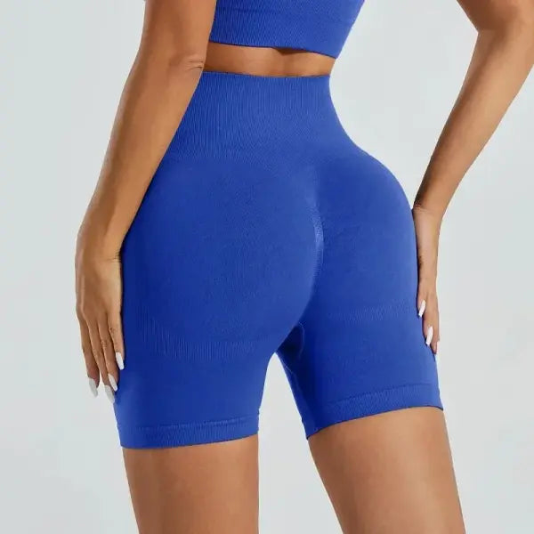 Women Yoga High Waisted 5 Inch Shorts Solid Color Elastic Fitness Tights