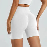 Women Yoga High Waisted 5 Inch Shorts Solid Color Elastic Fitness Tights