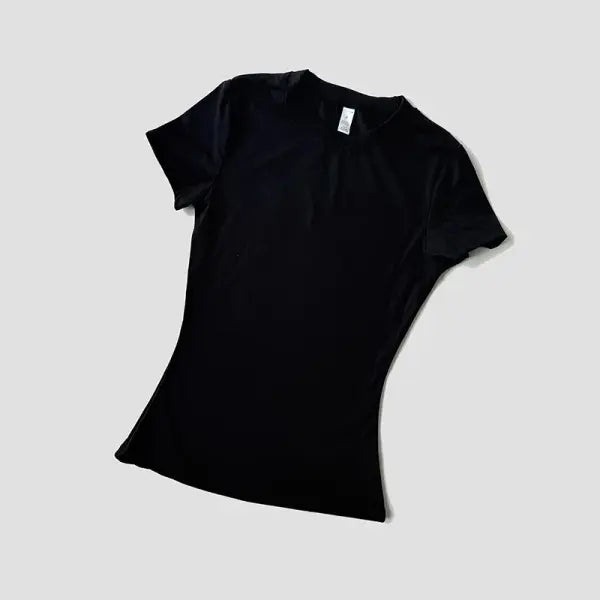 Women’s Seamless Yoga Sport T-Shirt: Short Sleeve Fitness Gym Top & Running Activewear - Black / L
