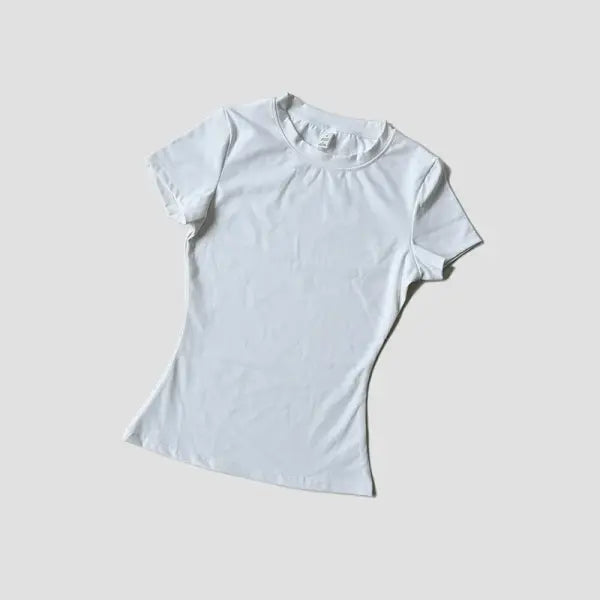 Women’s Seamless Yoga Sport T-Shirt: Short Sleeve Fitness Gym Top & Running Activewear - White / L