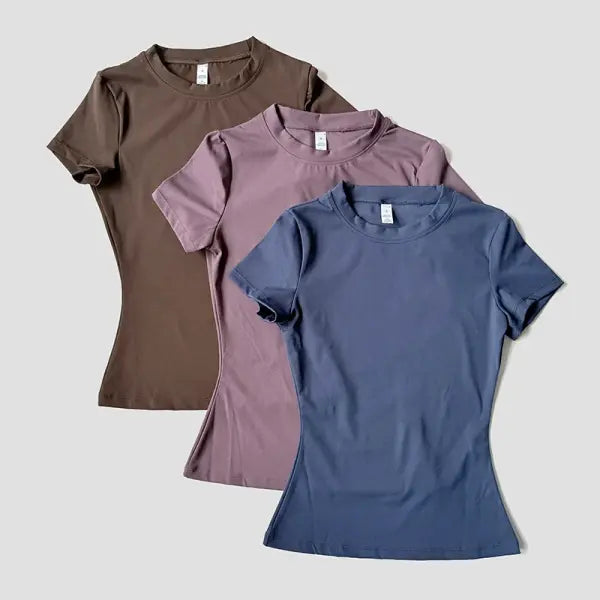Women’s Seamless Yoga Sport T-Shirt: Short Sleeve Fitness Gym Top & Running Activewear
