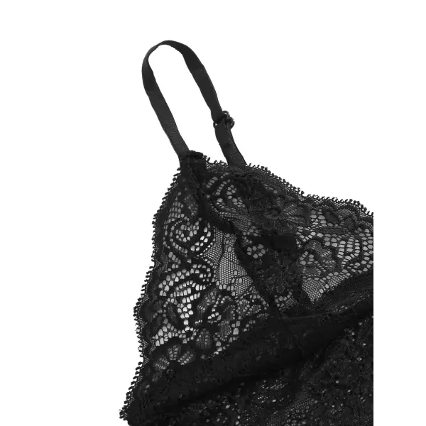 Women’s 2 Piece Sexy Lace Pajama Set See-Through Bralette Cami Top and Shorts Breathable Sleepwear Plus Size Summer