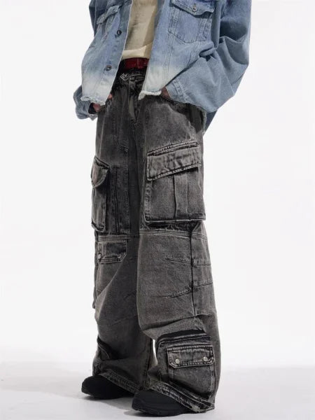 Women's 2000s Y2K Cargo Jeans - Baggy Techwear Vintage Hip Hop Trousers - Himpall