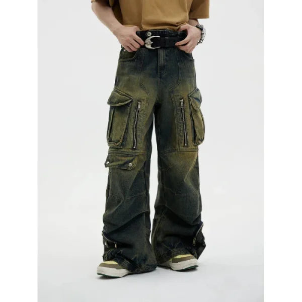 Women's 2000s Y2K Cargo Jeans - Baggy Techwear Vintage Hip Hop Trousers - Himpall