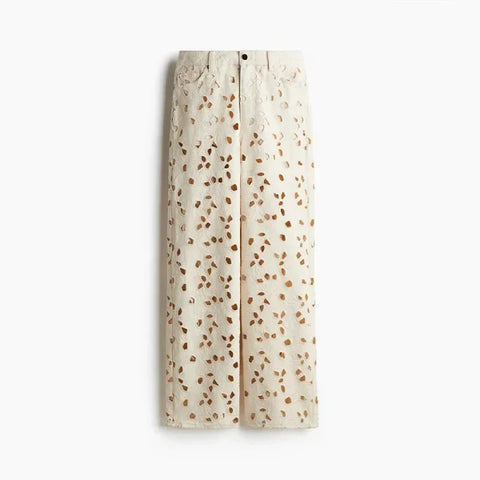 Women’s Beaded High Waist Loose Denim Jeans – Y2K Street Style 2025 - 03 white / M